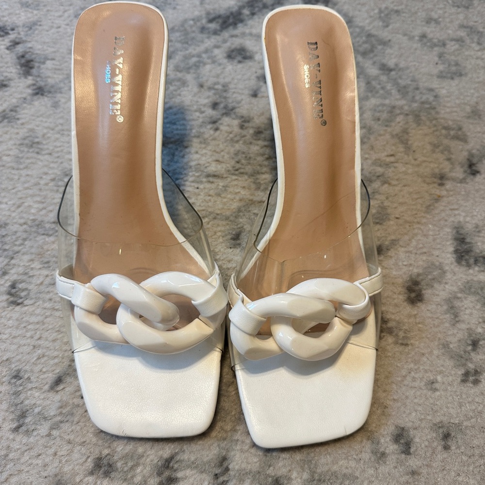 Nasty Gal White Chain Detail Sandals